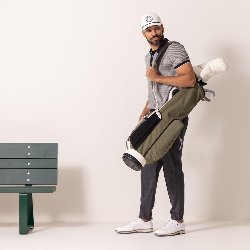 Olive Green Golf Bag with White Accents